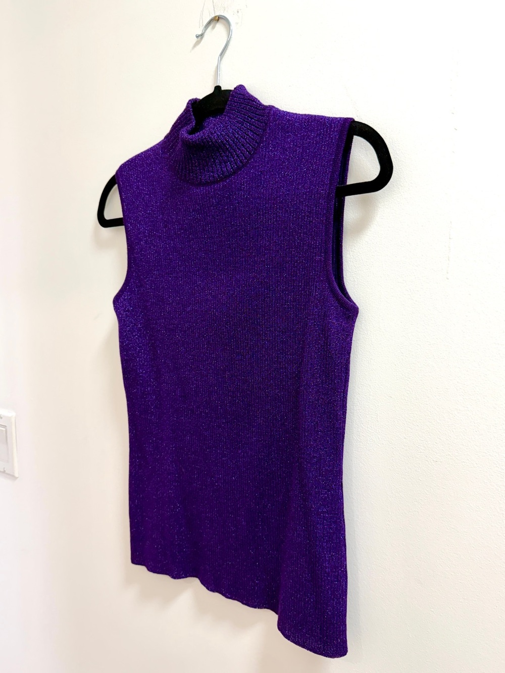 Escada Vintage Purple Sleeveless Mock Neck / Turtleneck Knit Top - Picture 4 of 7